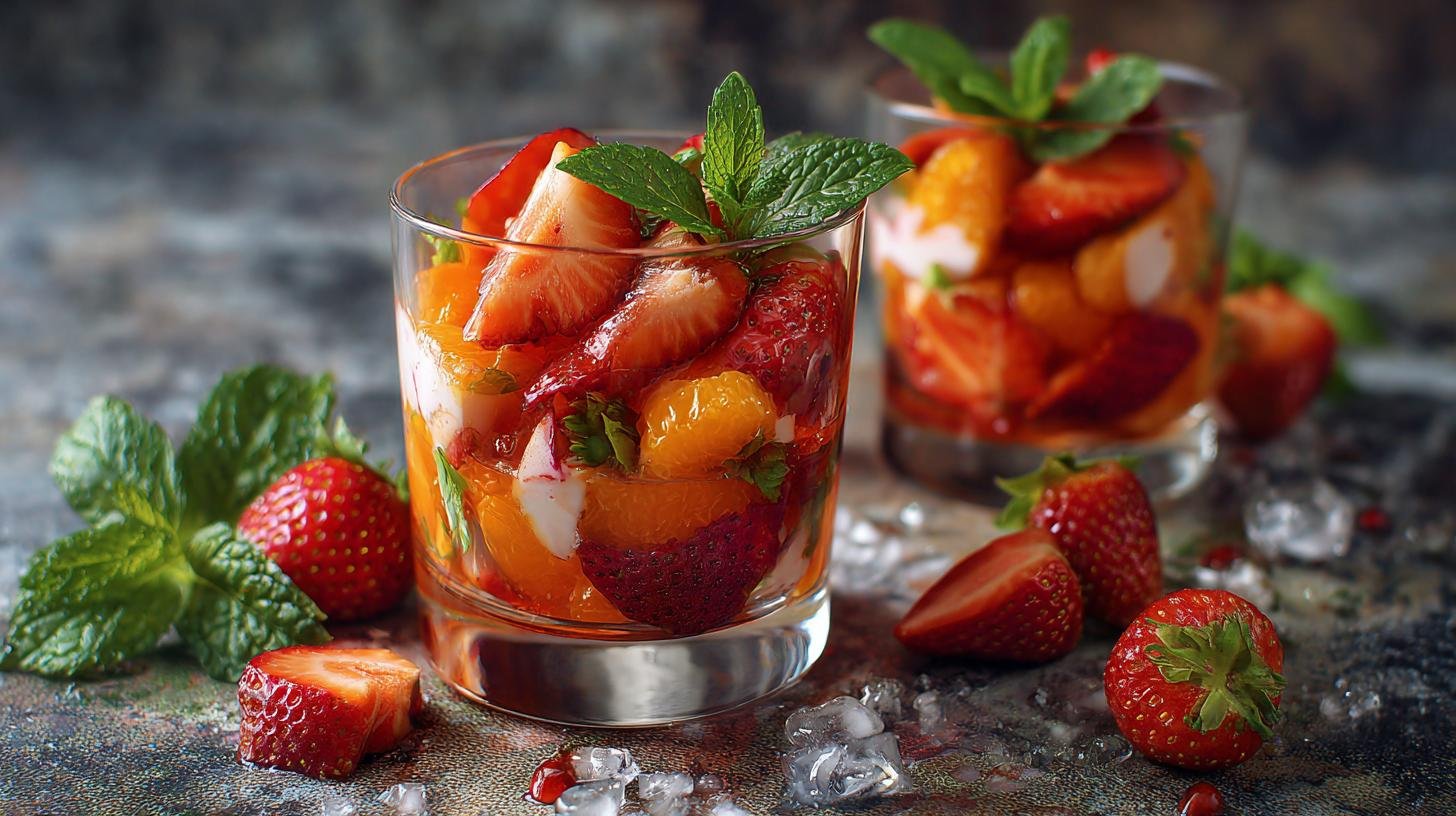 Ovocný pohár s jahodami, lehký dezert pro horké dny. Rychlá příprava v několika krocích