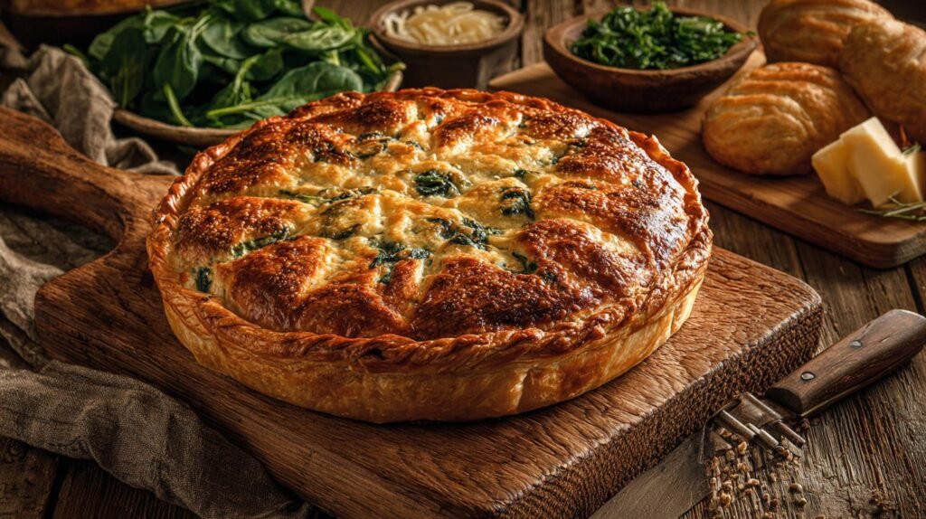 Slaný koláč se špenátem a sýrem, teplý rodinný hit