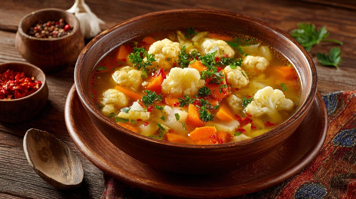 Zeleninová polévka s květákem, lehká pro každý den. Postup krok za krokem