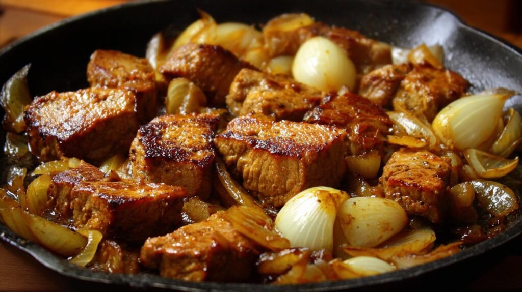 Vepřové na kmíně s cibulí, rychlá klasika