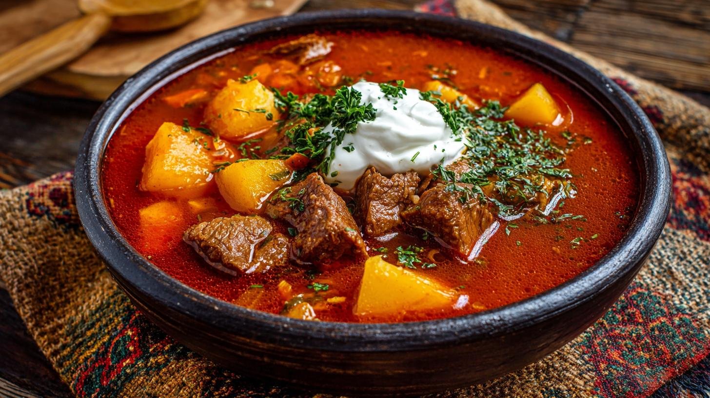 Gulášová polévka s hovězím masem, sytá bez dlouhého vaření. Co dělá polévku sytou a přitom rychlou