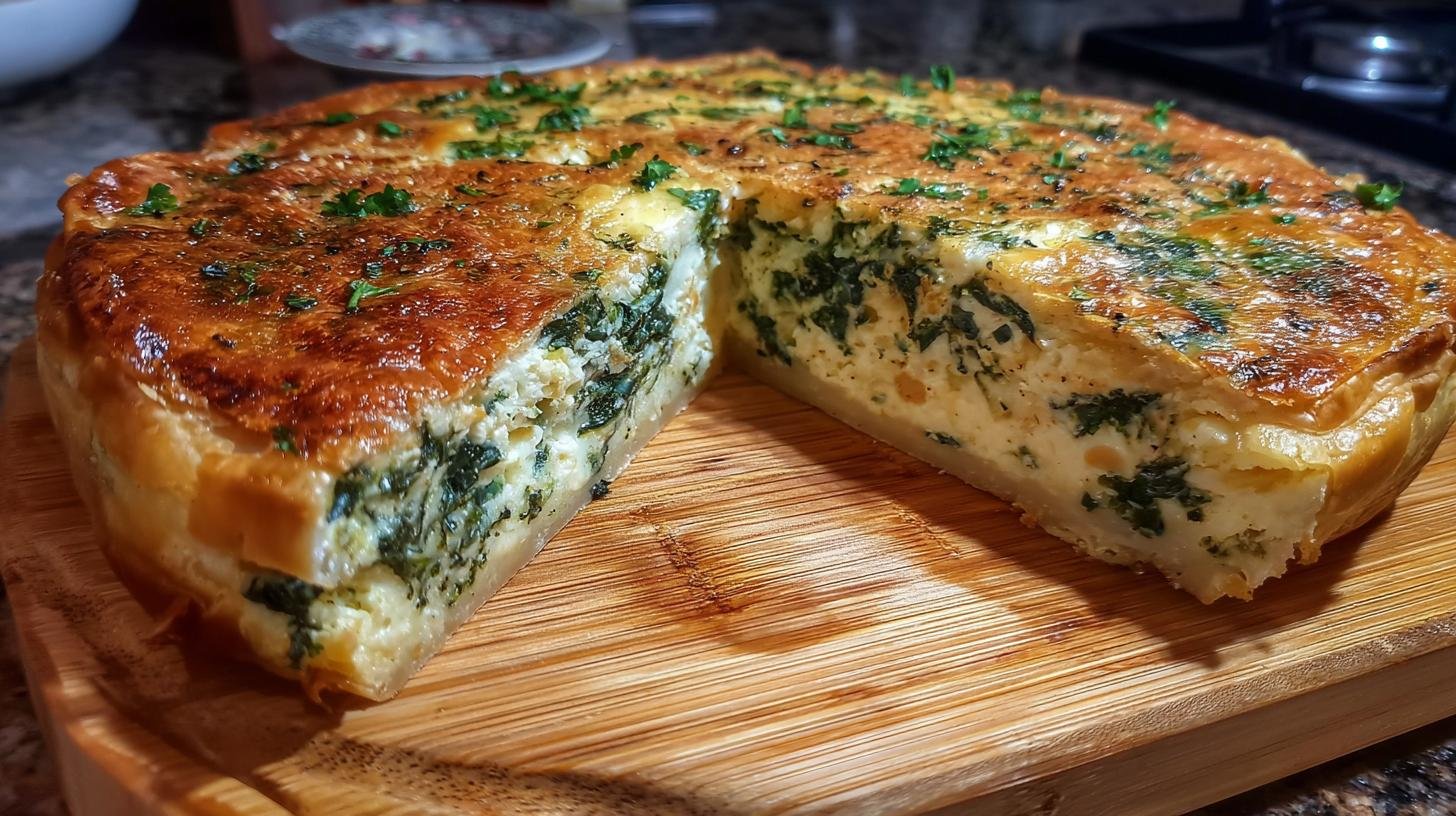 Slaný koláč se špenátem a sýrem, teplý rodinný hit. Servírování, variace a úspora