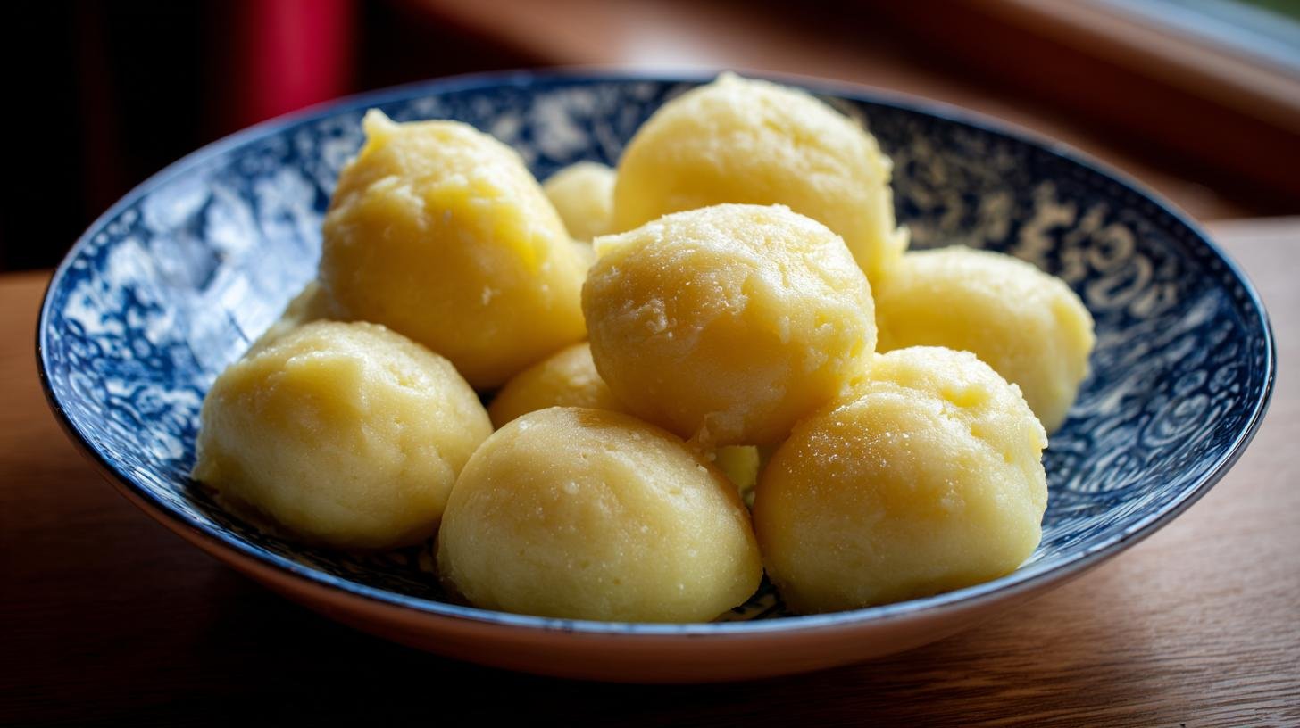 Bramborové knedlíky z vařených brambor, drží tvar