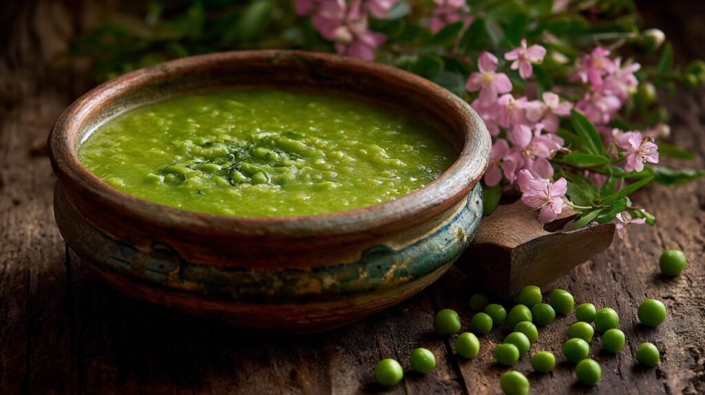 Hrachová polévka z loupaného hrachu, hustá a levná