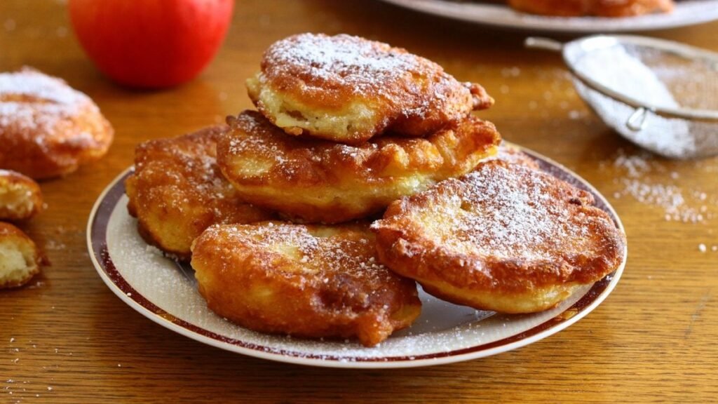 Kynuté smažené koblížky s jablkem a pomerančovou chutí